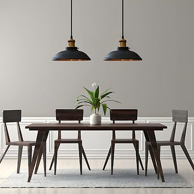Industrial Black Inner Gold Retro Ceiling Pendant Light Fixture Easy Fit Design