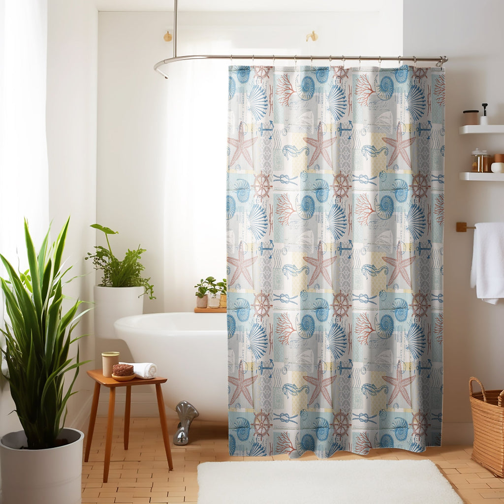 Waterproof Seaside Ocean Animal EVA Shower Curtain for Bathtub Shower