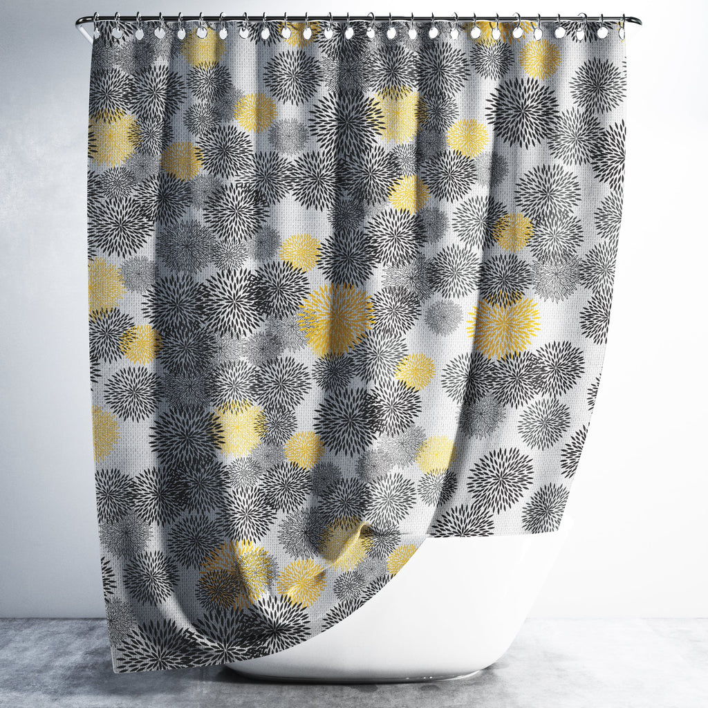 Vibrant Floral Print EVA Waterproof Shower Curtain for Bathtub Bathroom Decor