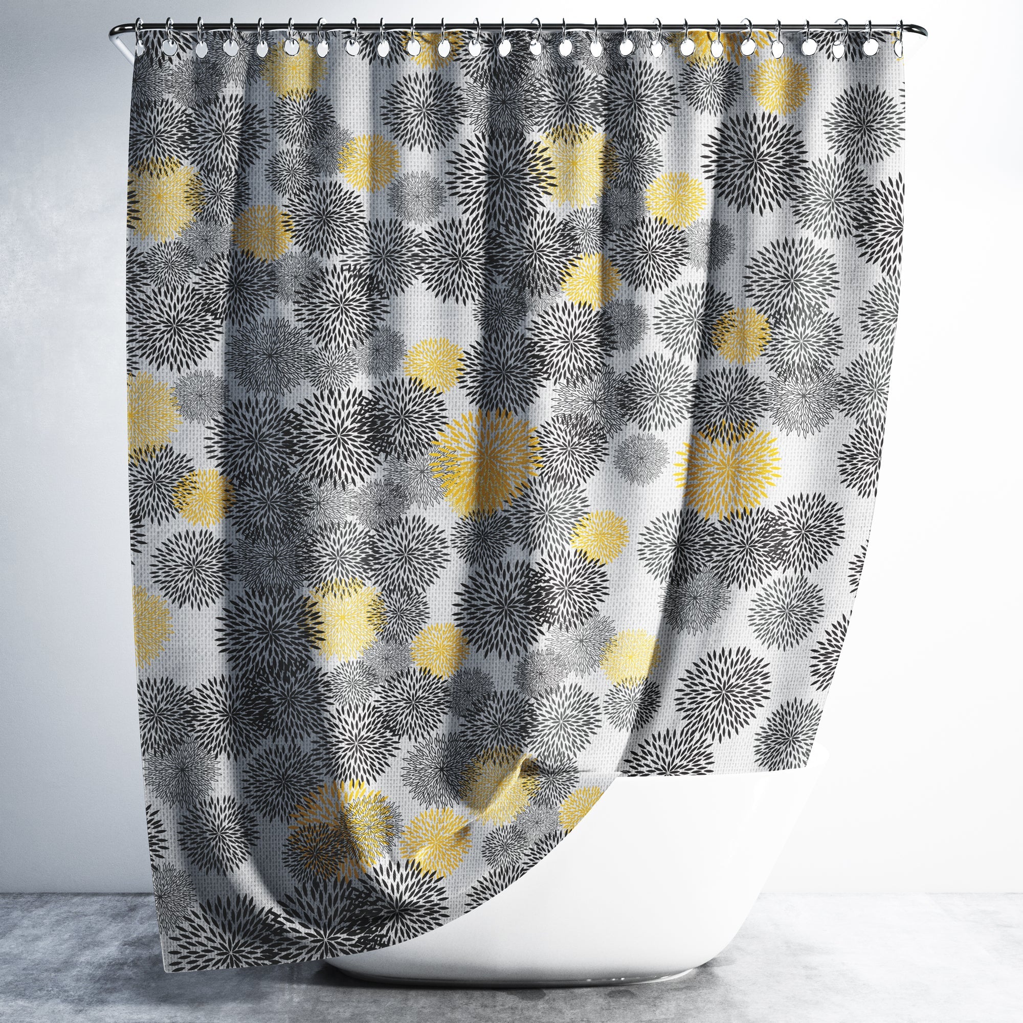 Vibrant Floral Print EVA Waterproof Shower Curtain for Bathtub Bathroom Decor