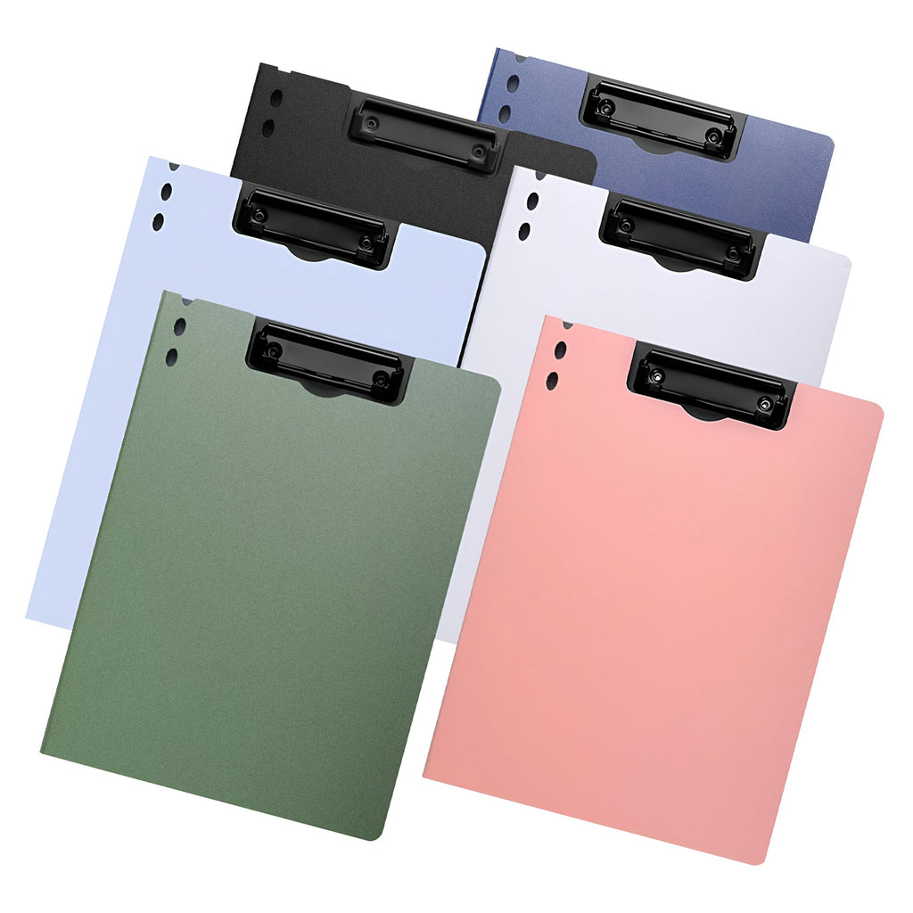 Foldable A4 Plastic Clipboards 3-Pack: Sturdy Metal Clip, Integrated Pen Holder
