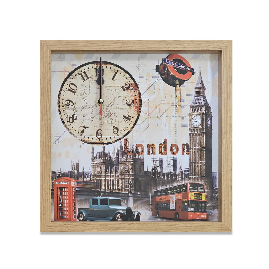 London Big Ben Vintage Rectangular Wood Art Painting Wall Clock
