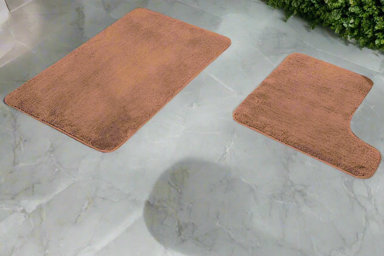 Luxurious 2-Piece Microfiber Bath Mat Pedestal Set, Absorbent, Non-Slip Safety