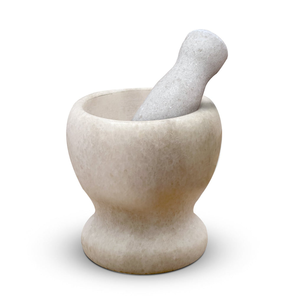 Premium Polished Marble Pestle and Mortar Set, Herb Crusher, Spice Grinder, Guacamole Bowl