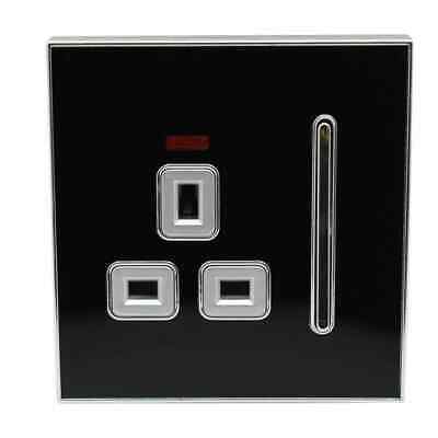 Sleek Black 1 Gang Screwless Wall Socket with Dual USB