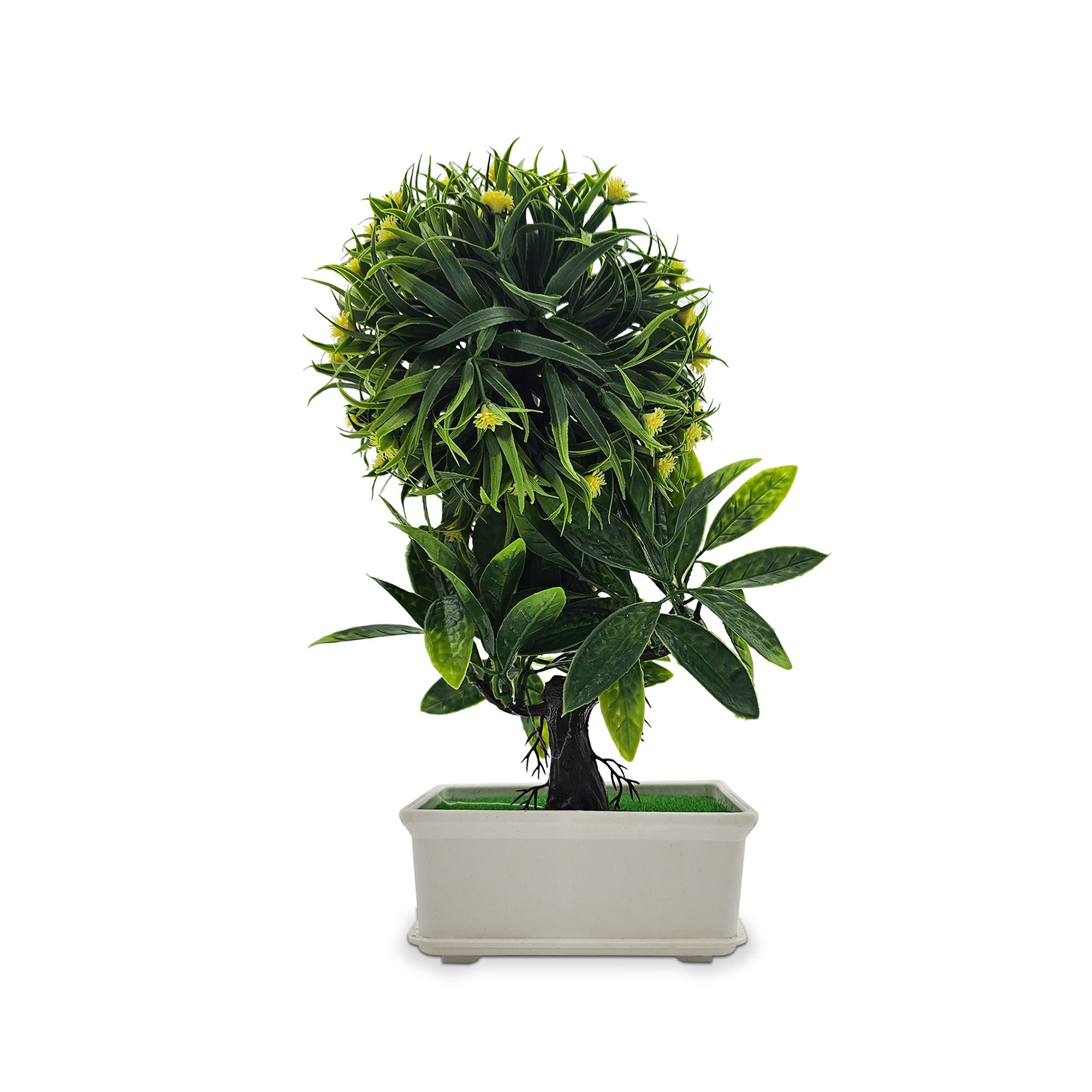 Lifelike Artificial Bonsai Small Tree with Fake Flowers, Easy Care Home Decor Accent