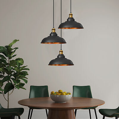 Industrial Black Inner Gold Retro Ceiling Pendant Light Fixture Easy Fit Design