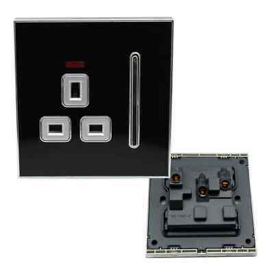 Sleek Black 1 Gang Screwless Wall Socket with Dual USB