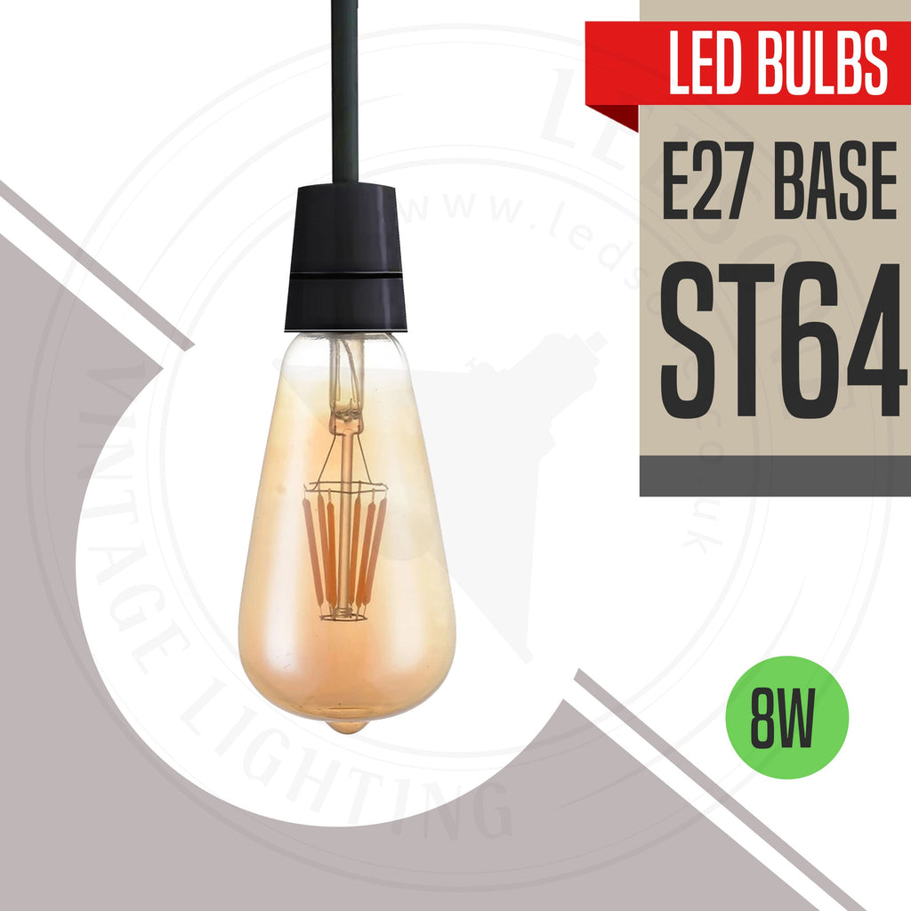 Dimmable LED Filament ST64 E27 Edison Bulb Warm White Amber Glass