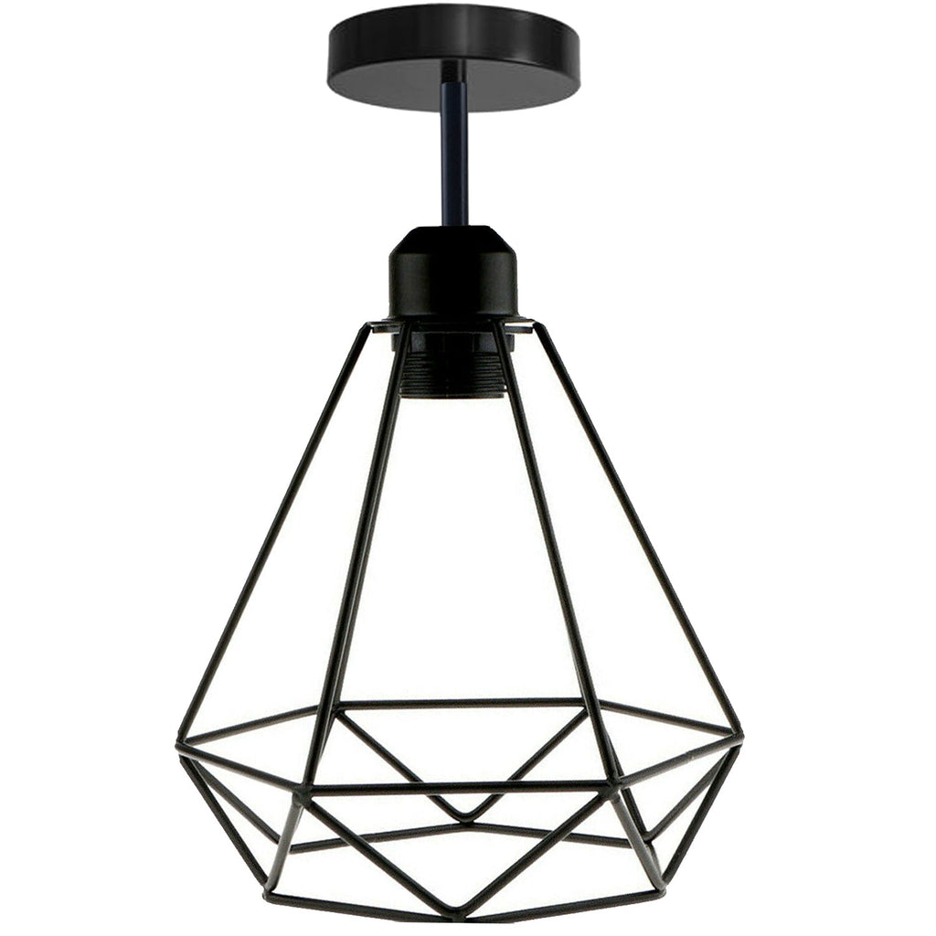 Modern Industrial Vintage Cage Ceiling Light Fixture, Flush Mount, E27 Base