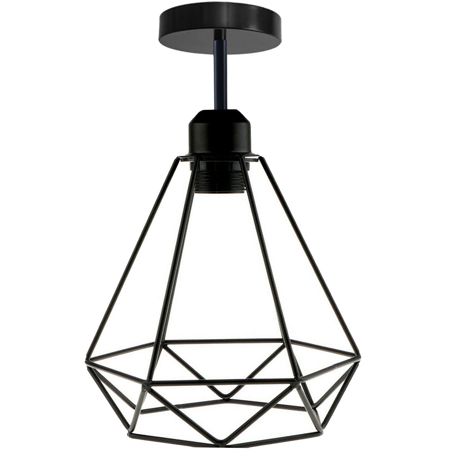 Modern Industrial Vintage Cage Ceiling Light Fixture, Flush Mount, E27 Base