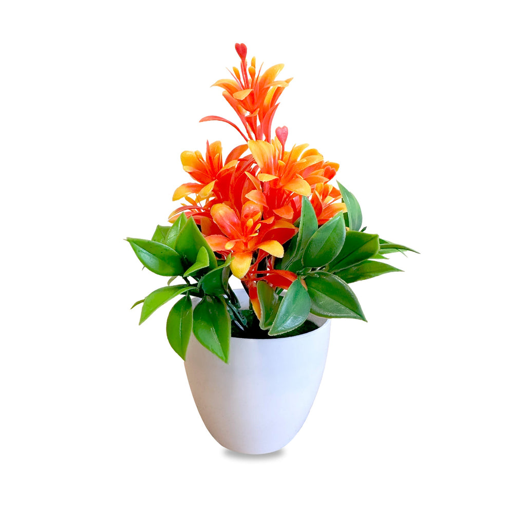 Vibrant Artificial Flowers Small Plastic Pot Indoor Fake Plants Home Decor