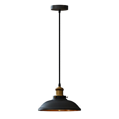 Industrial Black Inner Gold Ceiling Pendant | Easy Fit Retro Light ~ 5713
