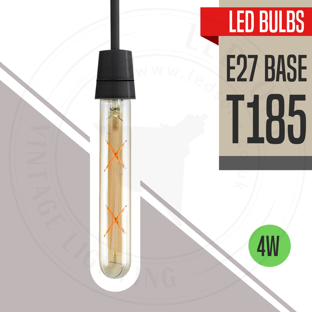 Vintage Amber Glass T185 LED Filament Dimmable Bulb, Warm White 2700K