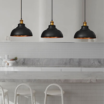 Industrial Black Inner Gold Ceiling Pendant | Easy Fit Retro Light ~ 5713