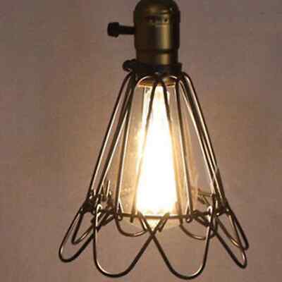 Vintage Metal Cage Industrial Wire Pendant Light Lampshade ~6092
