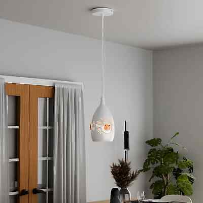 Modern White Metal E27 Pendant Light Fixture - Stylish Ceiling Hanging Lamp