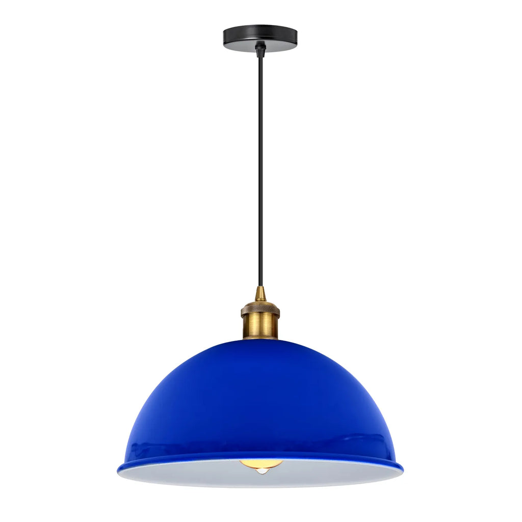 Navy Blue Metal Dome Ceiling Pendant Light Shade E27 Base Adjustable Cord