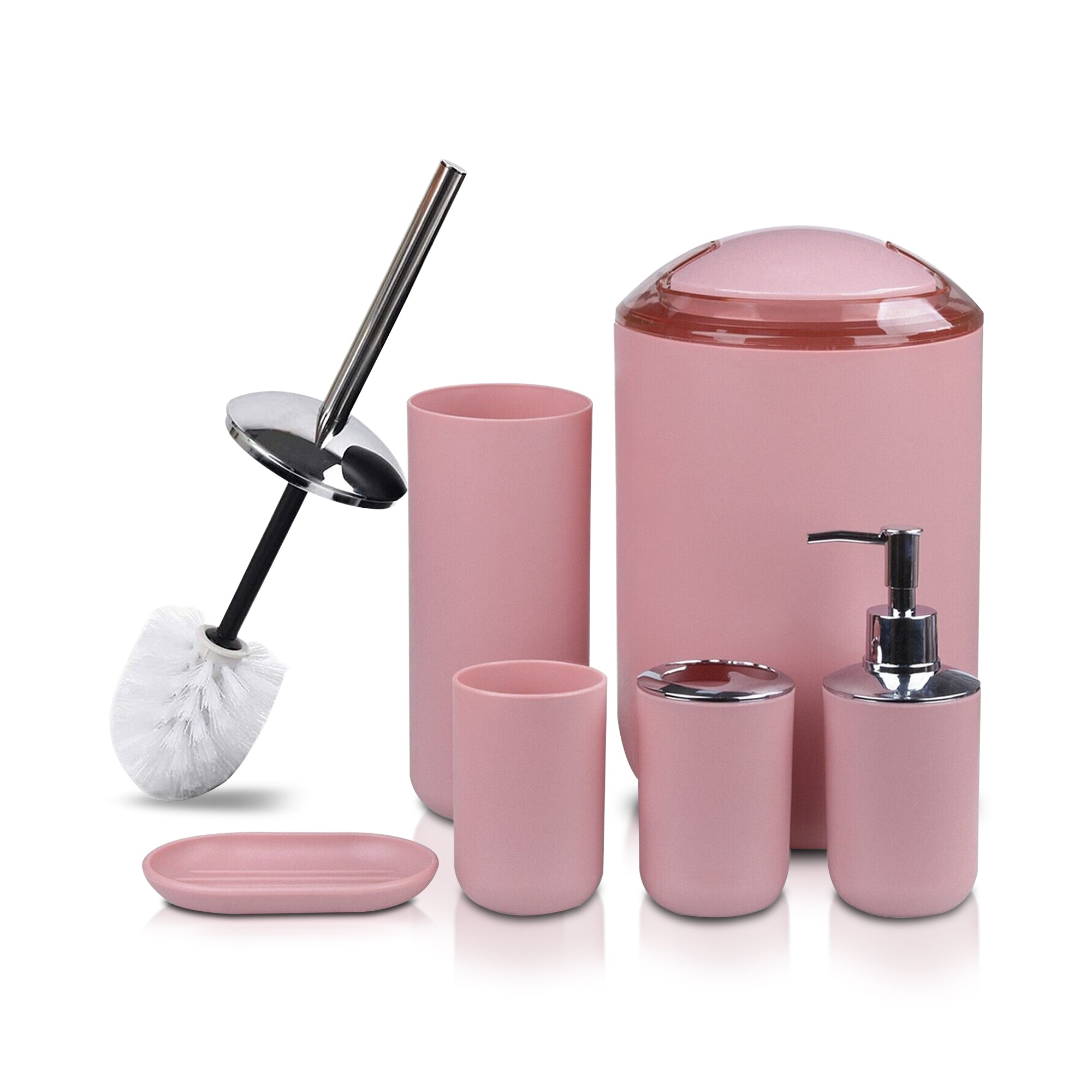 6/7 Pcs Plastic Bathroom Set Bin Toilet Brush Soap Dispenser ~6115