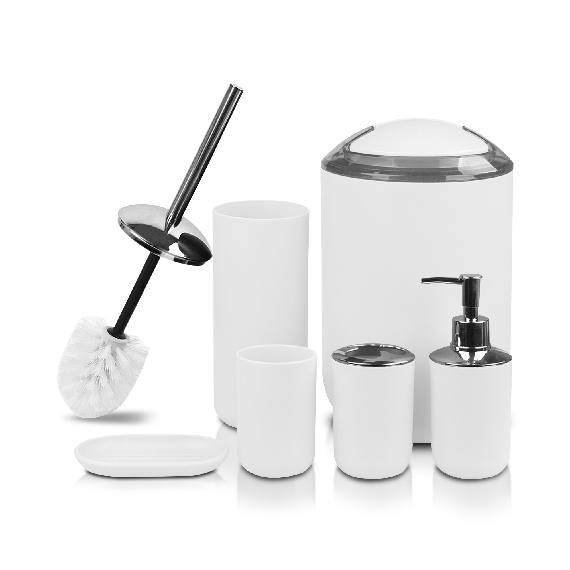 6/7 Pcs Plastic Bathroom Set Bin Toilet Brush Soap Dispenser ~6115