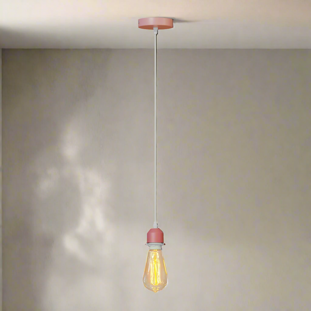 Vintage Industrial E27 Pendant Light Kit with Adjustable Cable, Multiple Colors