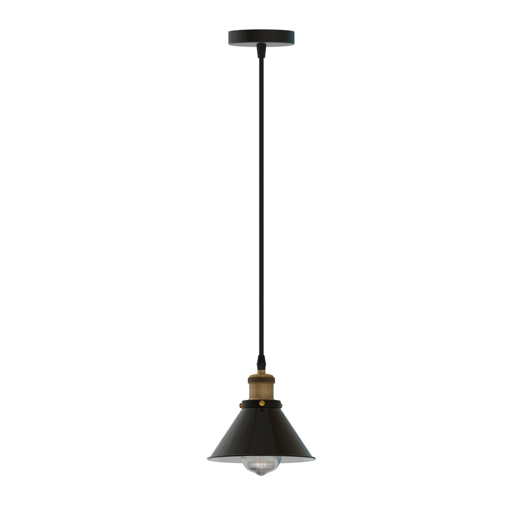 Industrial Cone Shade Metal E27 Ceiling Pendant Light, Modern Black Hanging Lamp