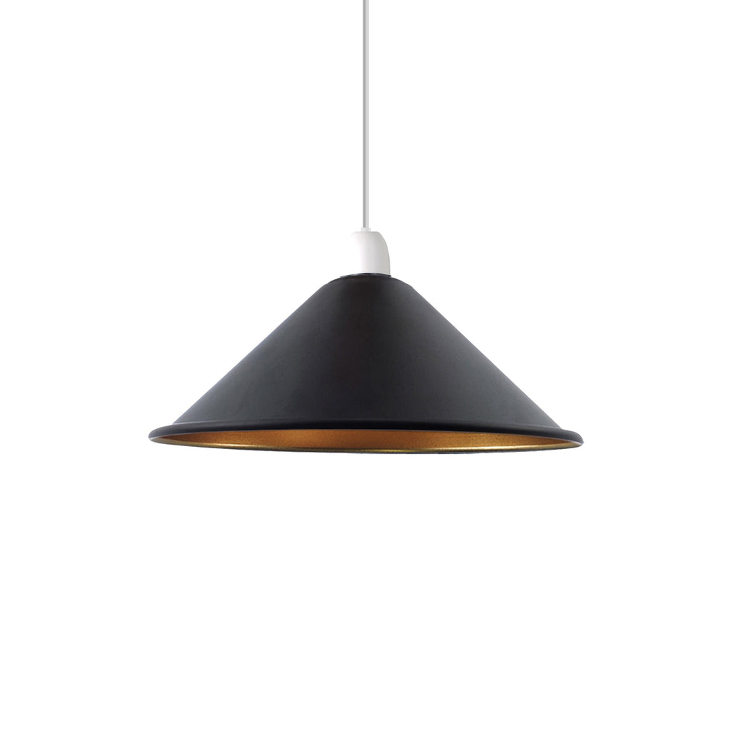Vintage Easy Fit Metal Cone Ceiling Lampshade - Retro Home Lighting Accent