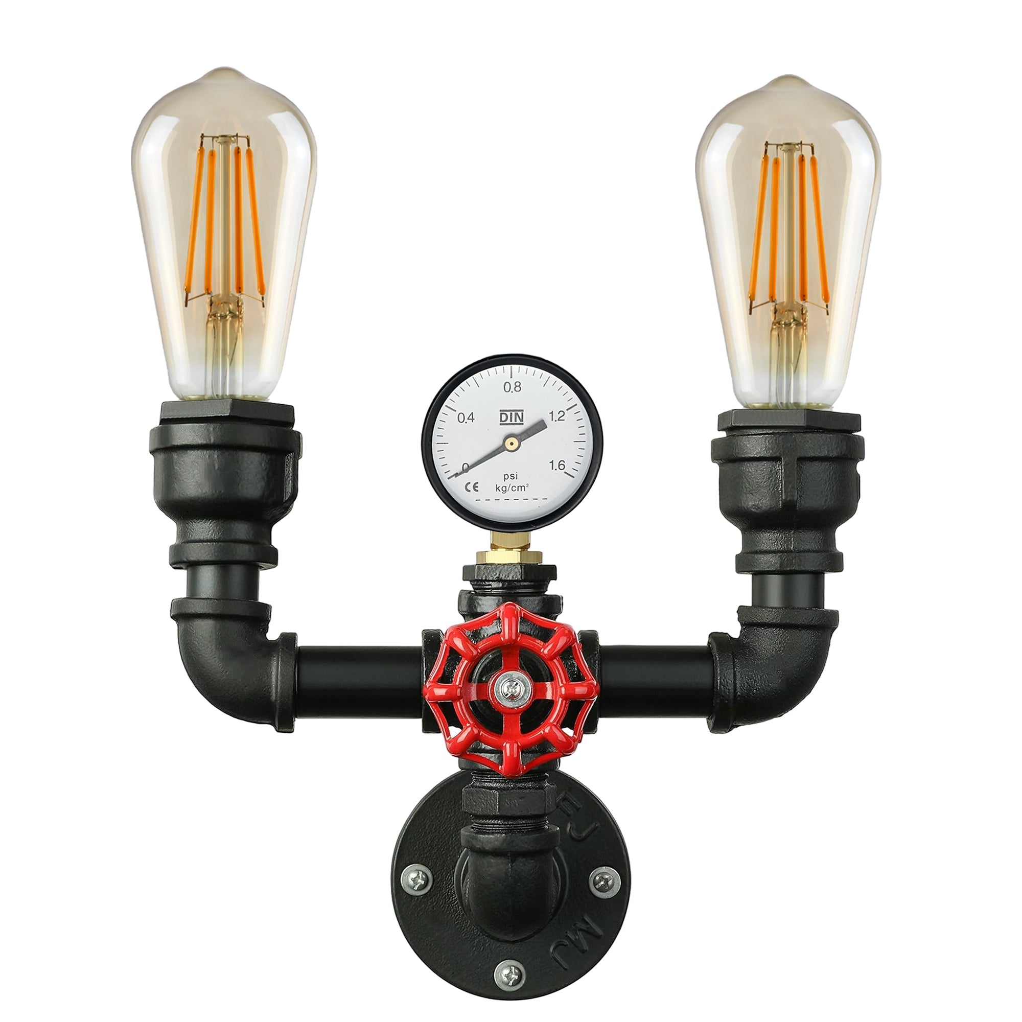 Retro Industrial Metal Water Pipe Wall Sconce Light, E27 Bulb Compatible