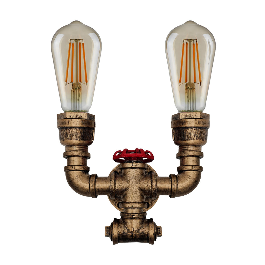 Industrial Rustic Metal Water Pipe Wall Sconce Light, E27 Bulb Holder