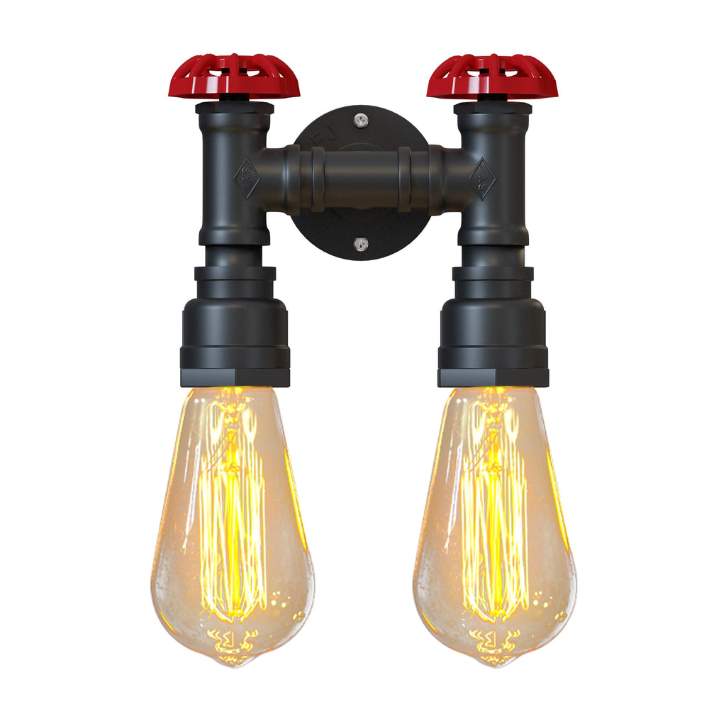 Rustic Industrial Twin Steampunk Metal Iron Water Pipe Wall Light Sconce