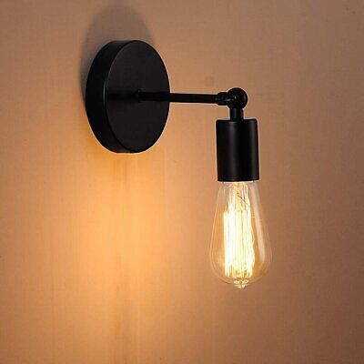 Black Industrial Adjustable Wall Sconce Light Fixture, E27 Iron Metal Retro Lamp