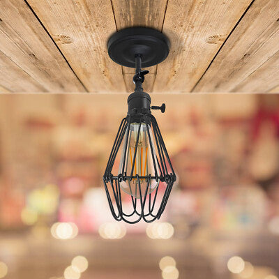 Vintage Metal Cage Industrial Wire Pendant Light Lampshade ~6092