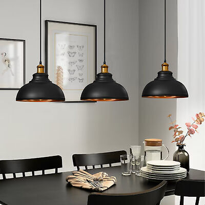 Industrial Black Inner Gold Retro Ceiling Pendant Light Fixture Easy Fit Design