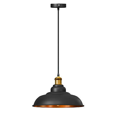 Industrial Black Inner Gold Retro Ceiling Pendant Light Fixture Easy Fit Design