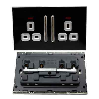 Modern Screwless Double Gang Wall Socket with Dual USB Charging Ports