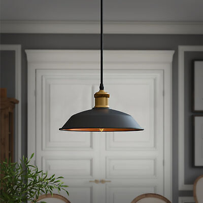 Industrial Black Inner Gold Ceiling Pendant | Easy Fit Retro Light ~ 5713