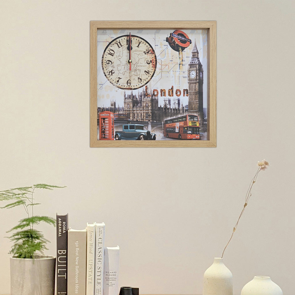 London Big Ben Vintage Rectangular Wood Art Painting Wall Clock