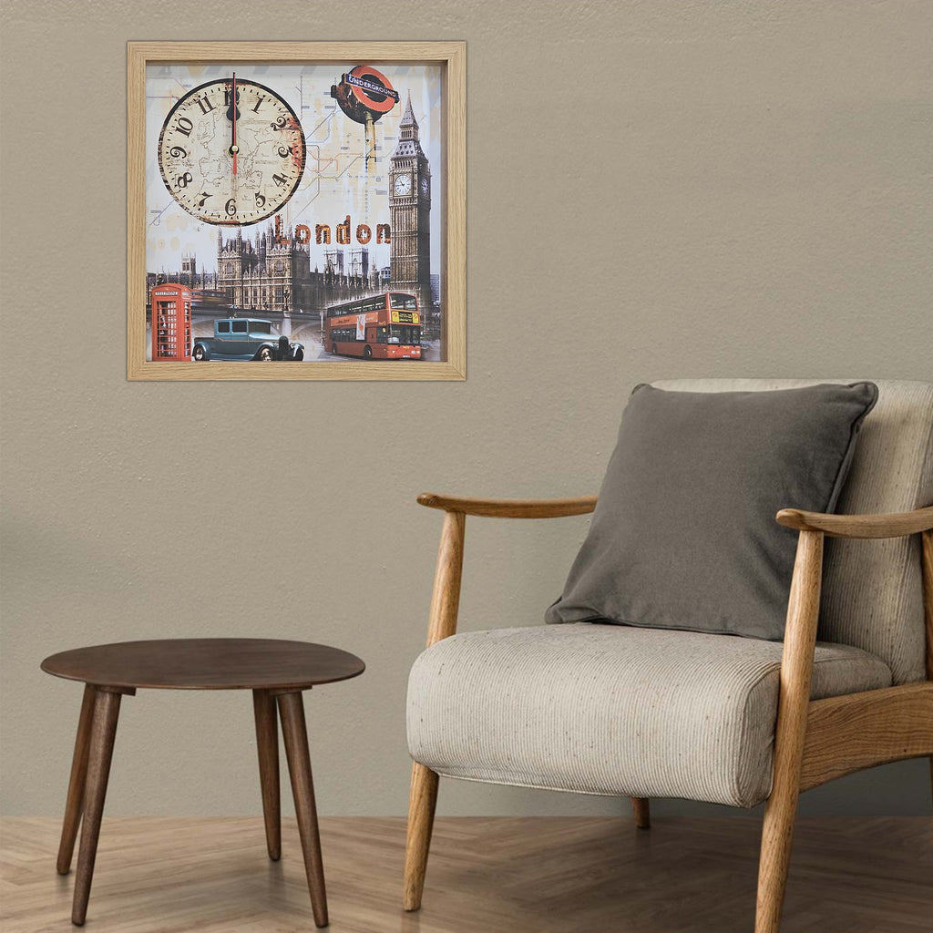 London Big Ben Vintage Rectangular Wood Art Painting Wall Clock