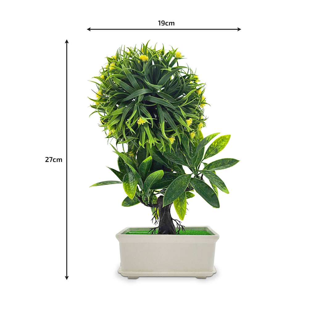 Lifelike Artificial Bonsai Small Tree with Fake Flowers, Easy Care Home Decor Accent