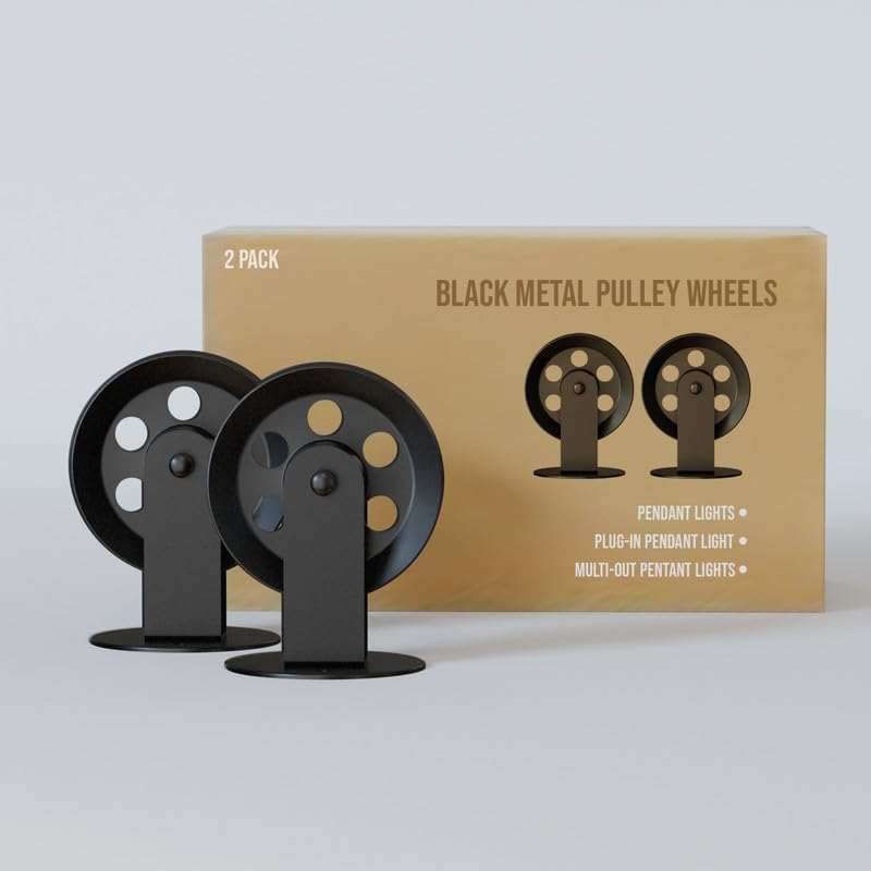 Adjustable Industrial Black Metal Pendant Light Pulley System for Cable Management