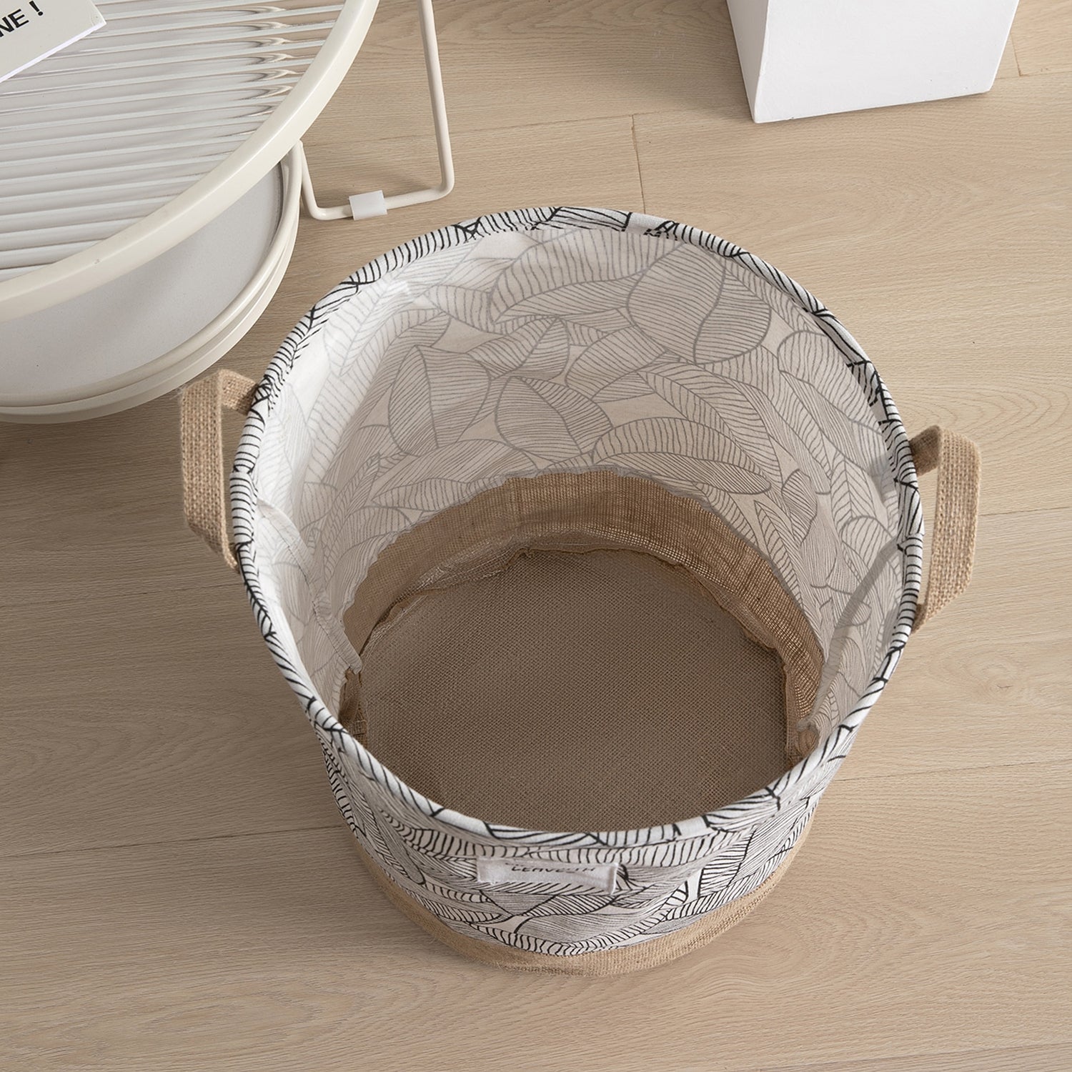 Foldable Leaves Pattern Laundry Basket Organizer - Large Capacity Collapsible Hamper