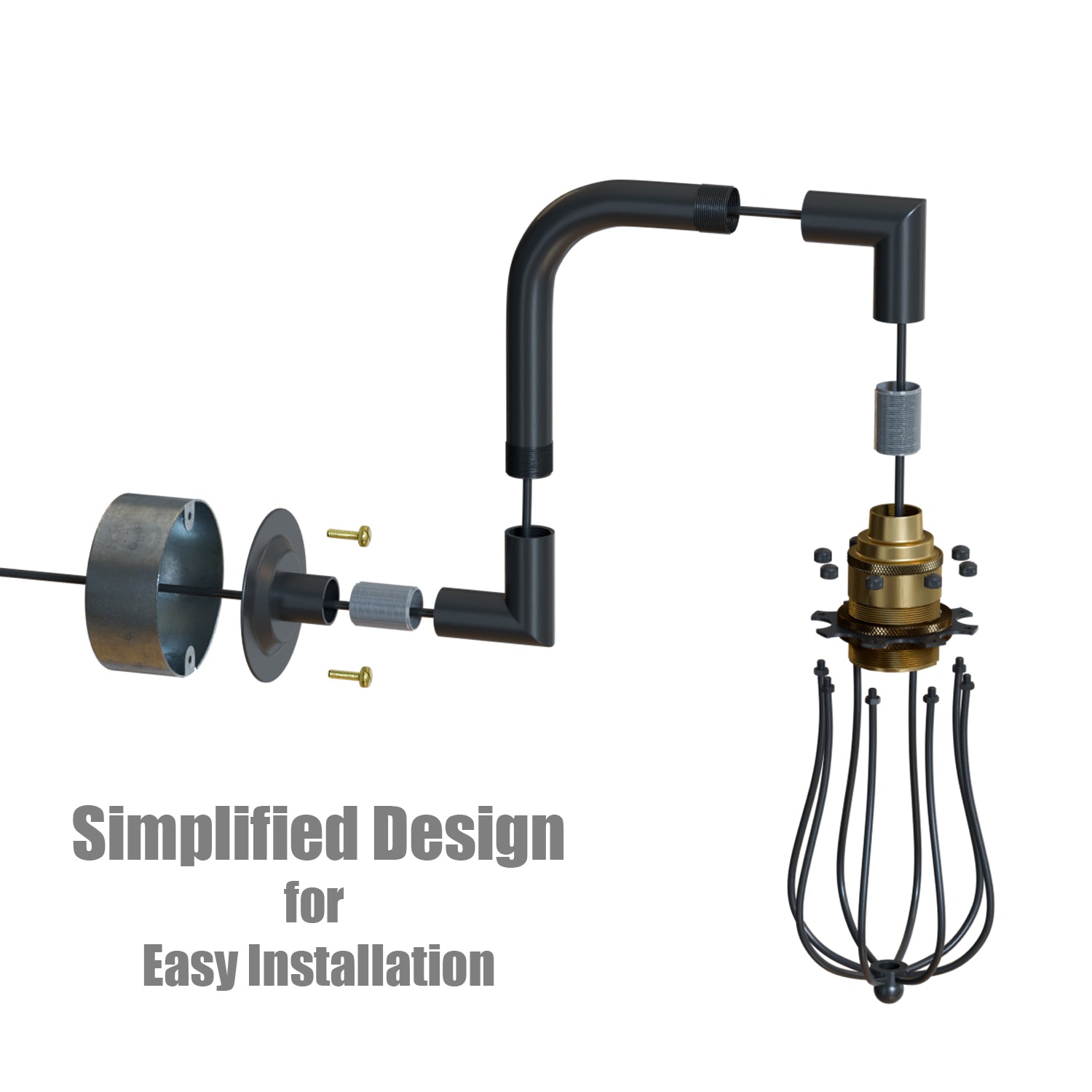 Industrial Metal Conduit Pipe Wall Light Kit E27 Vintage Style