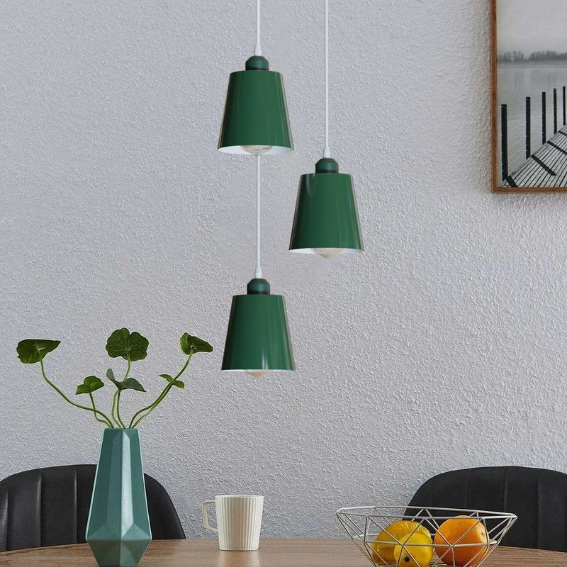 Industrial Adjustable 3-Head Round Metal Pendant Light, E27 Base Compatible