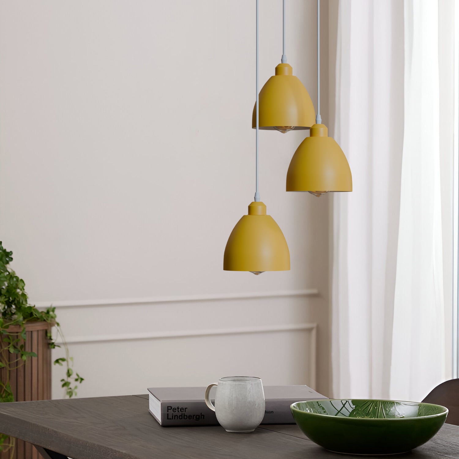 Industrial 3-Head Pendant Light with Adjustable Cables – E27 Compatible ~5903