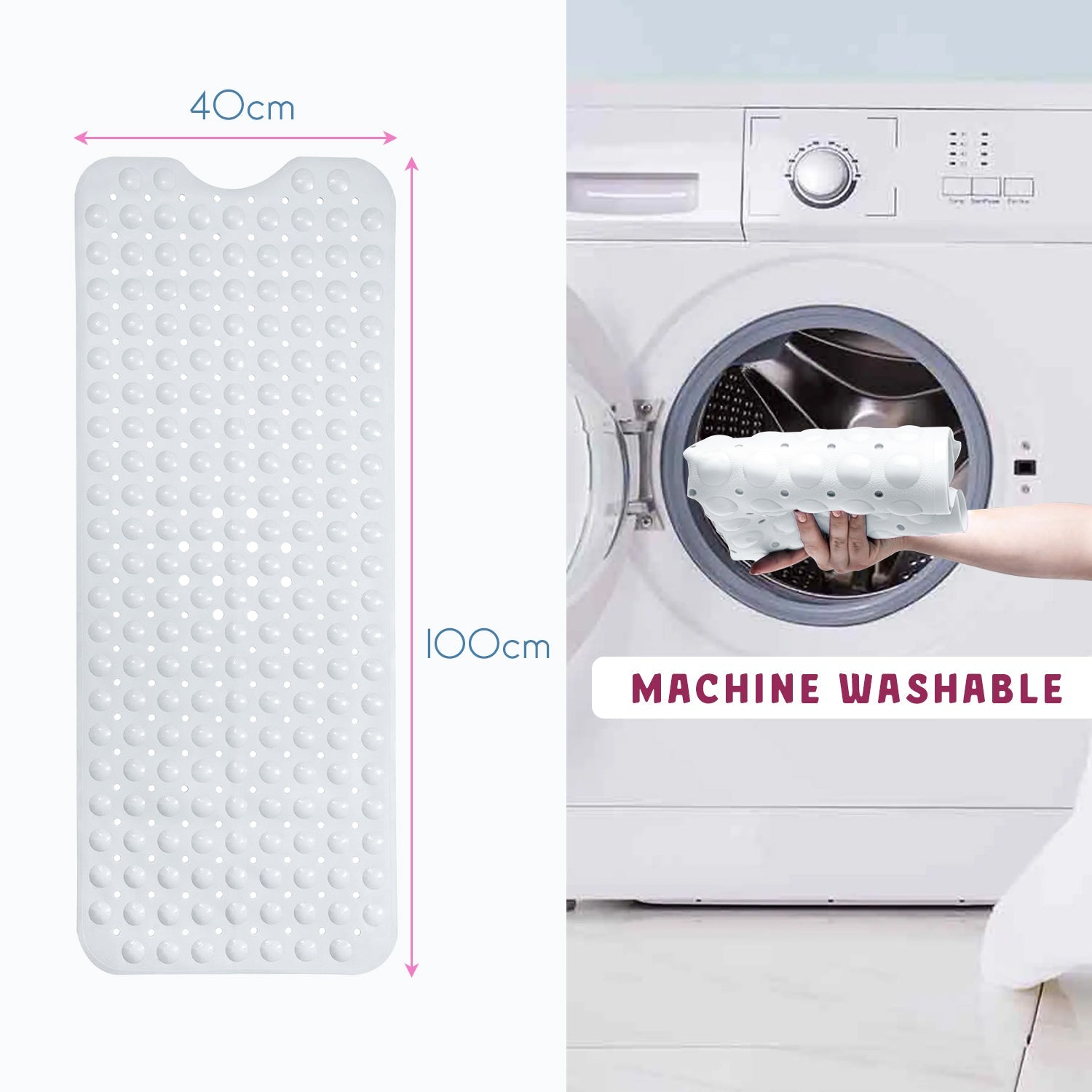 Anti-Bacterial Non Slip Grip and Drain Holes Soft Shower Mat~6103