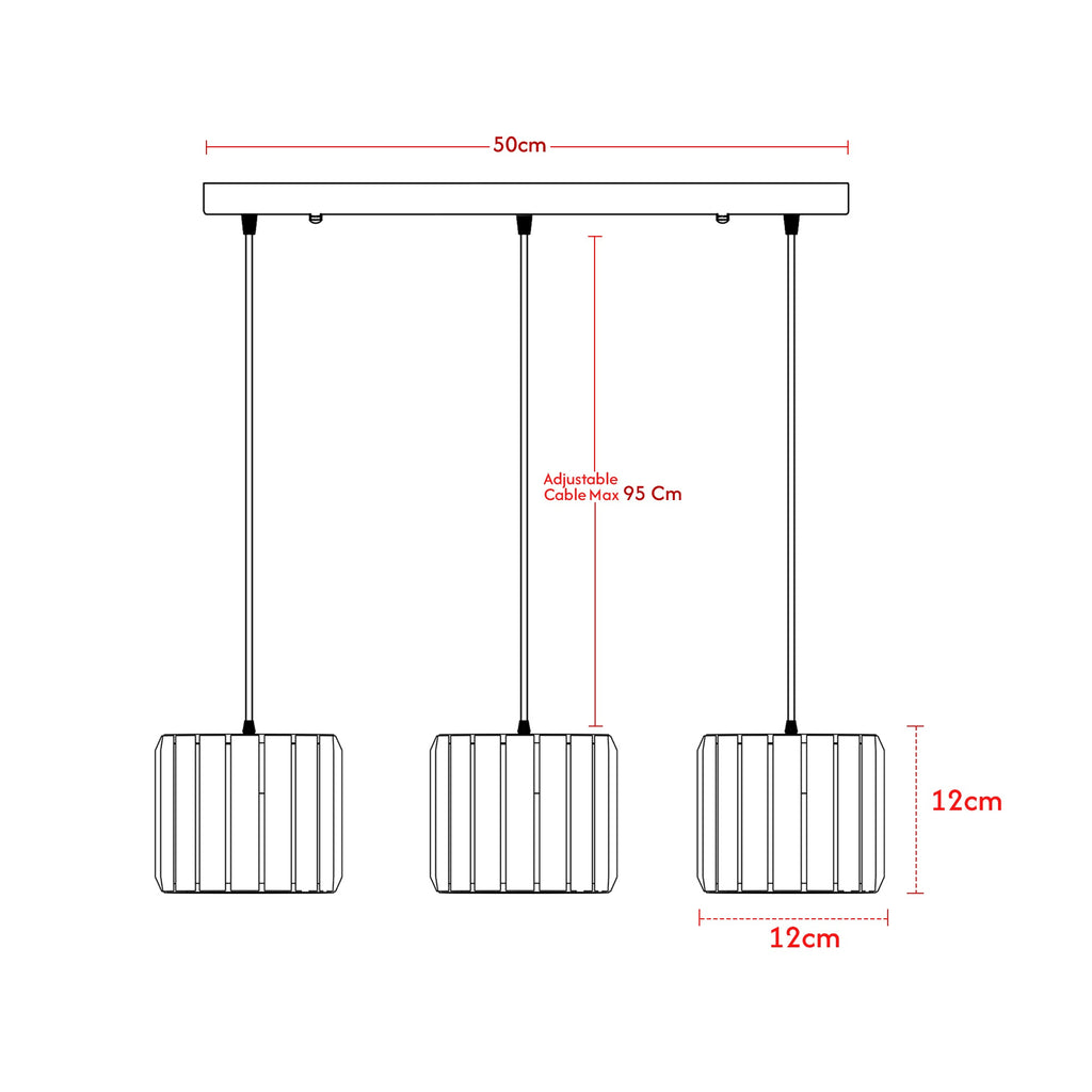 Modern Adjustable 3-Light Crystal Shade Pendant Chandelier ~ 6137
