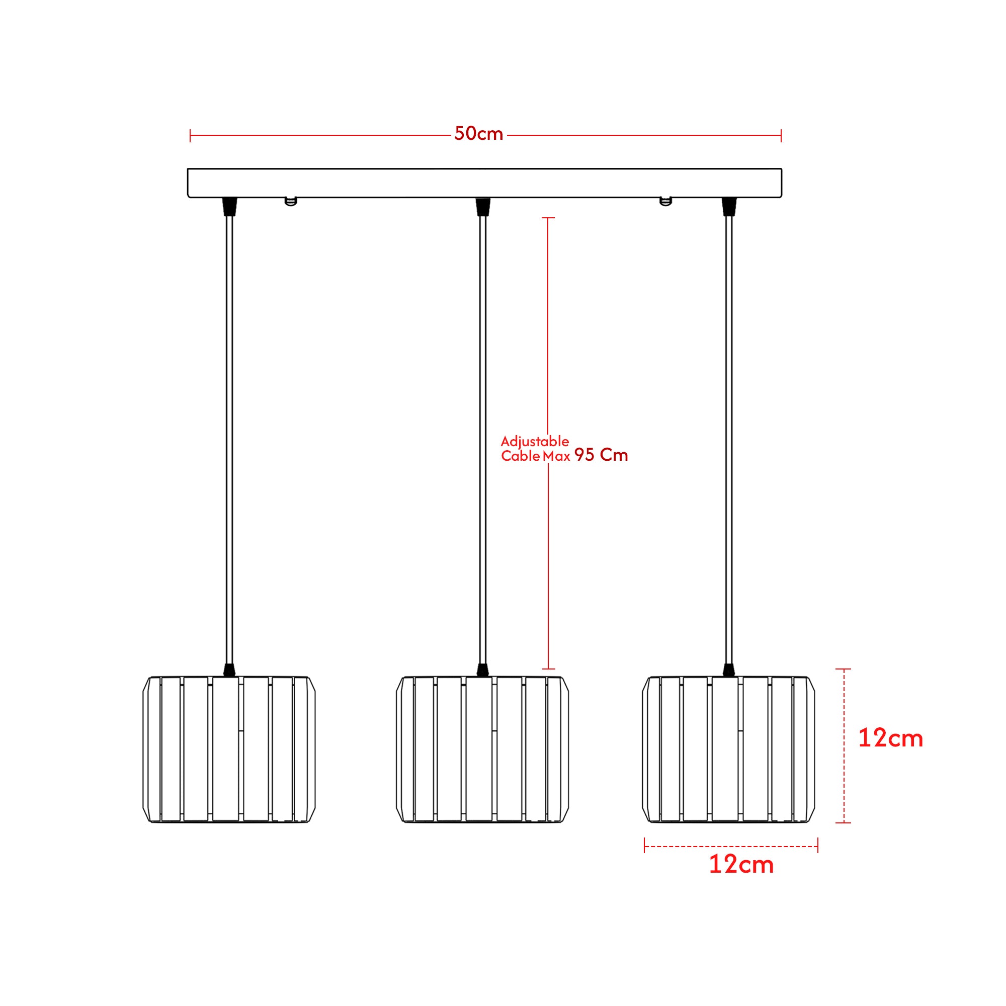 Modern Adjustable 3-Light Crystal Shade Pendant Chandelier ~ 6137