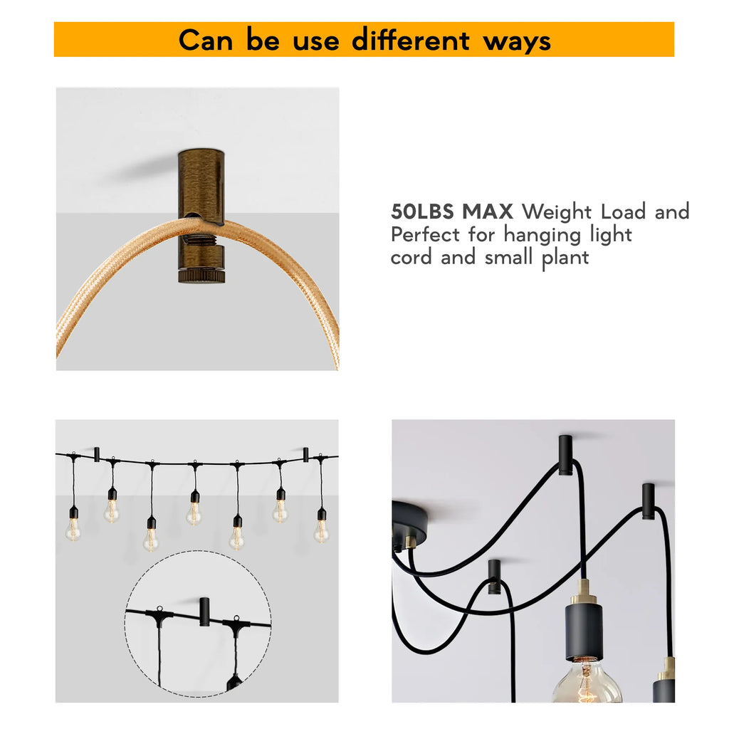 Modern Metal V Ceiling Swag Hook for Pendant Light Cables