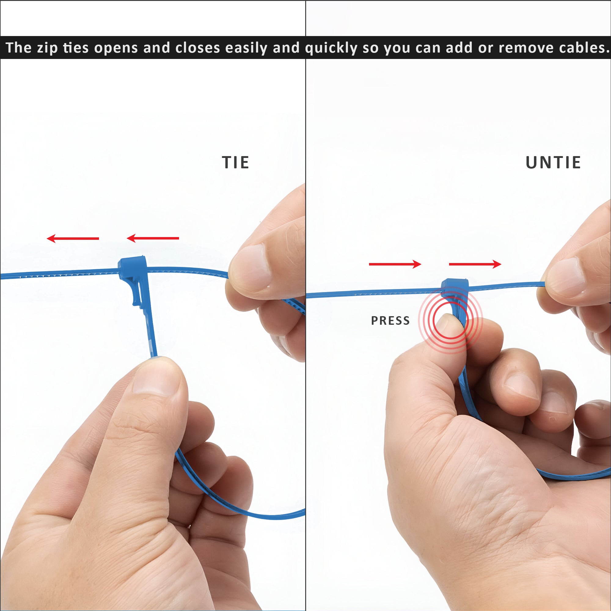 Heavy Duty Releasable Reusable Nylon Cable Zip Ties for Wire Management