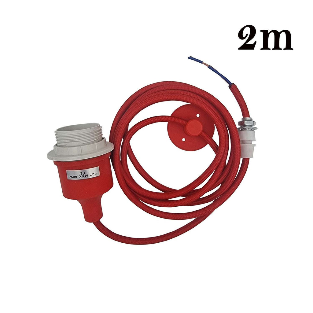 Adjustable E27 Pendant Light Holder Kit, 2M Cable, Multi-Color Design